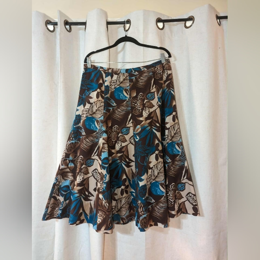 2002 LIZ&CO Cotton Floral Midi Skirt